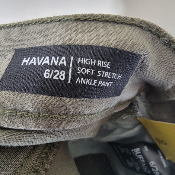 4/$20 NWT Buffalo Havana High Rise Soft Stretch Olive Green Ankle Pants Size 6 - Picture 7 of 8